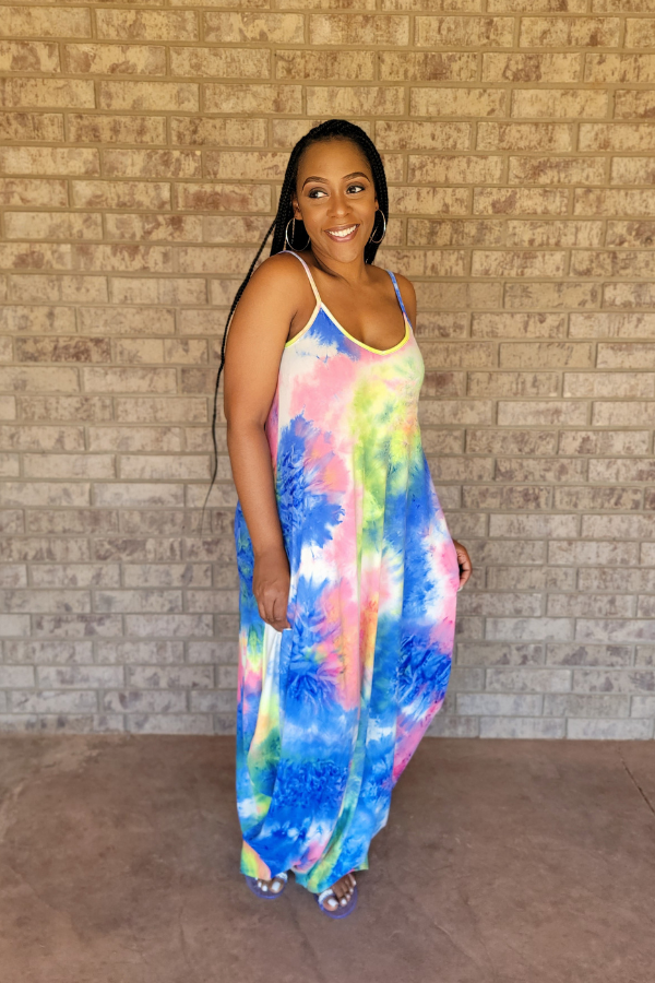 Encore Tie Dye Maxi Dress-Royal – Live-Vain Boutique